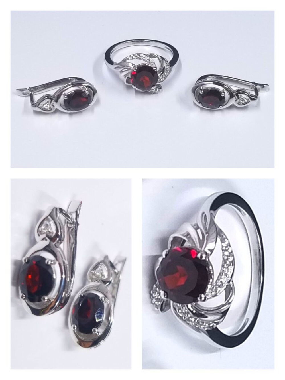 Silver and Garnet Elegance Jewelry Set